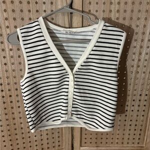 Striped Black and White Sleeveless Top